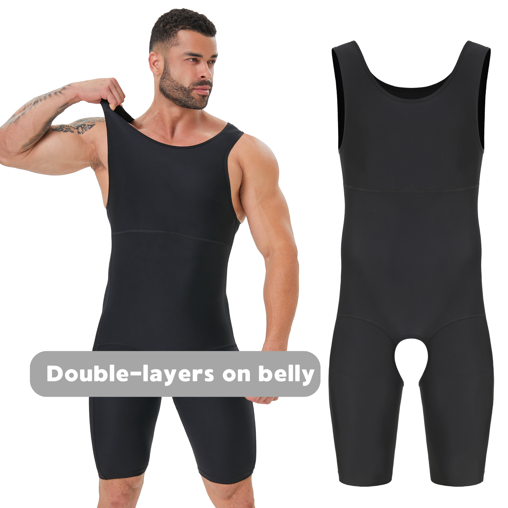 Men's Double Layer Tummy Contr - Shapewear Bodysuit Firm recension och pris