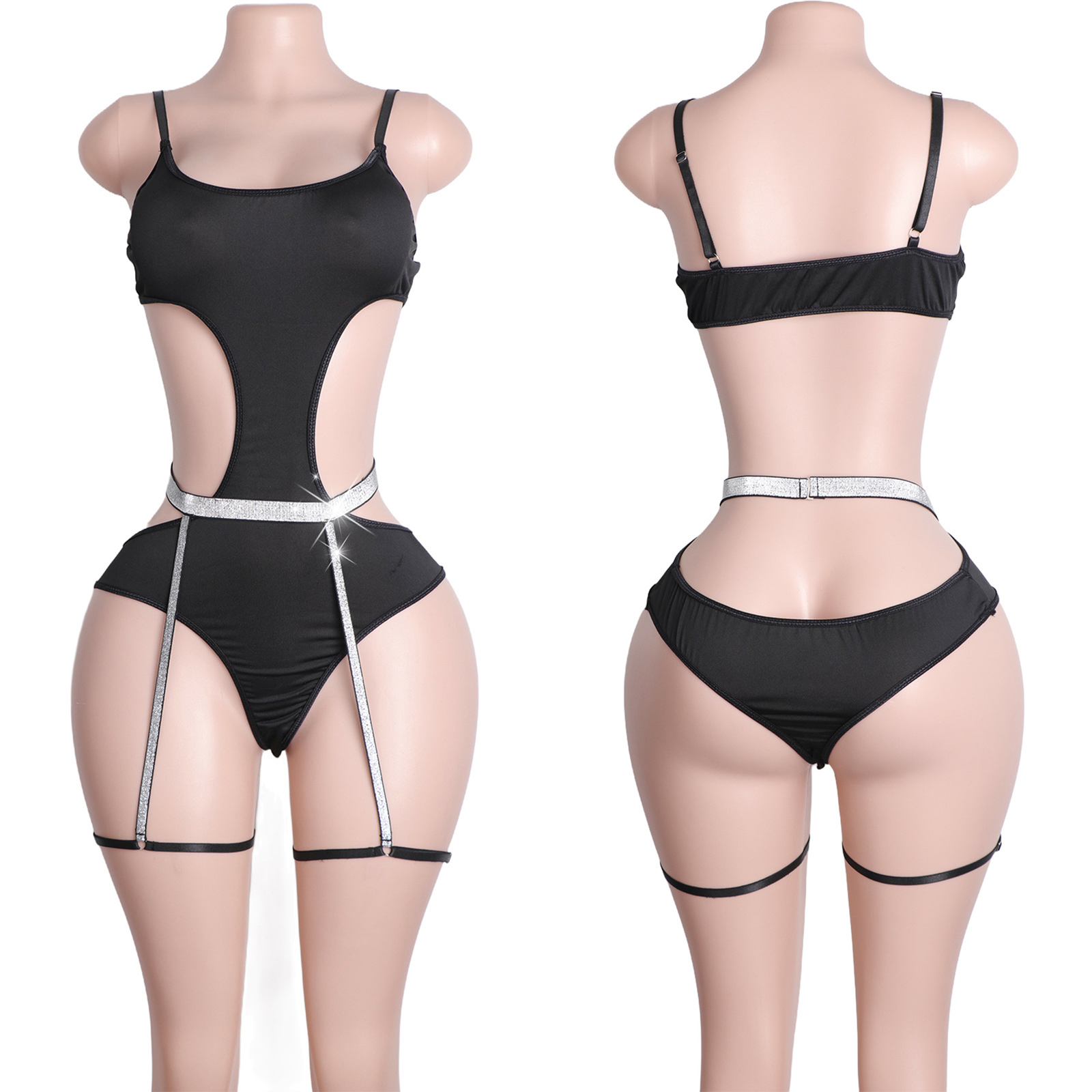 Custom Rhinestone Pole Dancewe - Garter Belt Set recension och pris