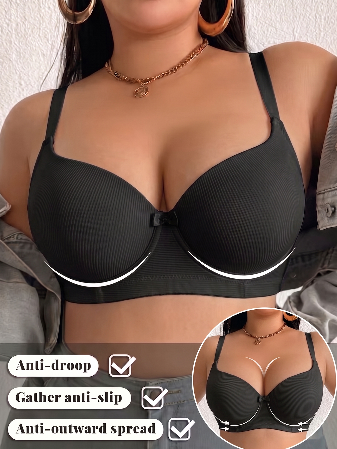 Plus Size Anti-Sagging Women B - Push Up Bra Padded recension och pris