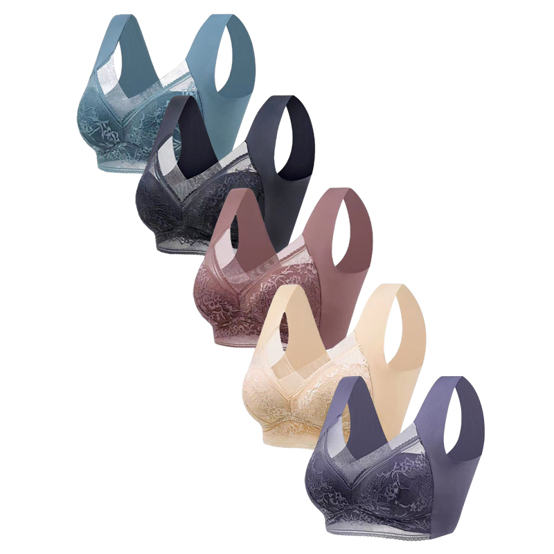 5PCS Plus Size Bras Women Lace - Bralette Wireless Soft recension och pris