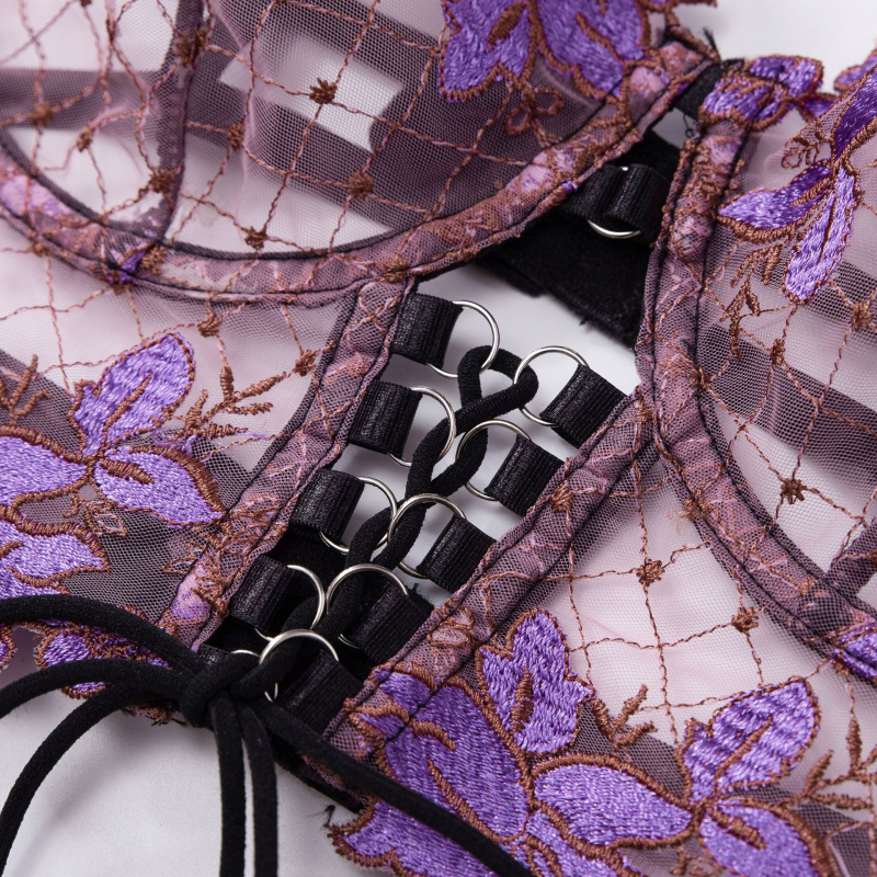 Bikini Thin Embroidered Bra Se - Garter Belt Set recension och pris