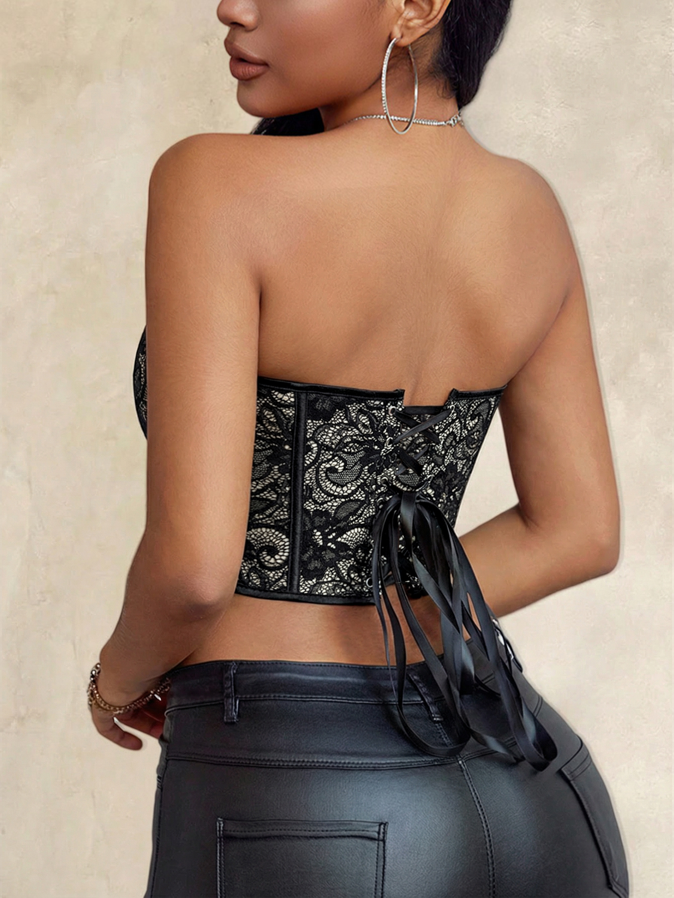 Sexy black lace heart-shaped s - Strapless Bra Backless recension och pris