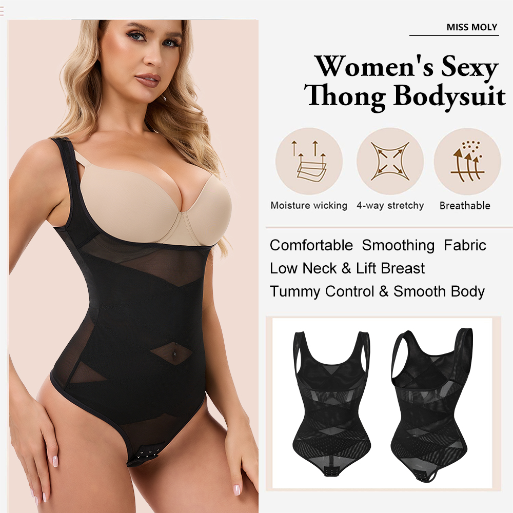 Mesh Thongs Bodysuit Shapewear - Shapewear Bodysuit Firm recension och pris
